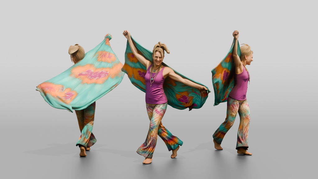 Tie-Dye Dancer with a Flowing Shawl