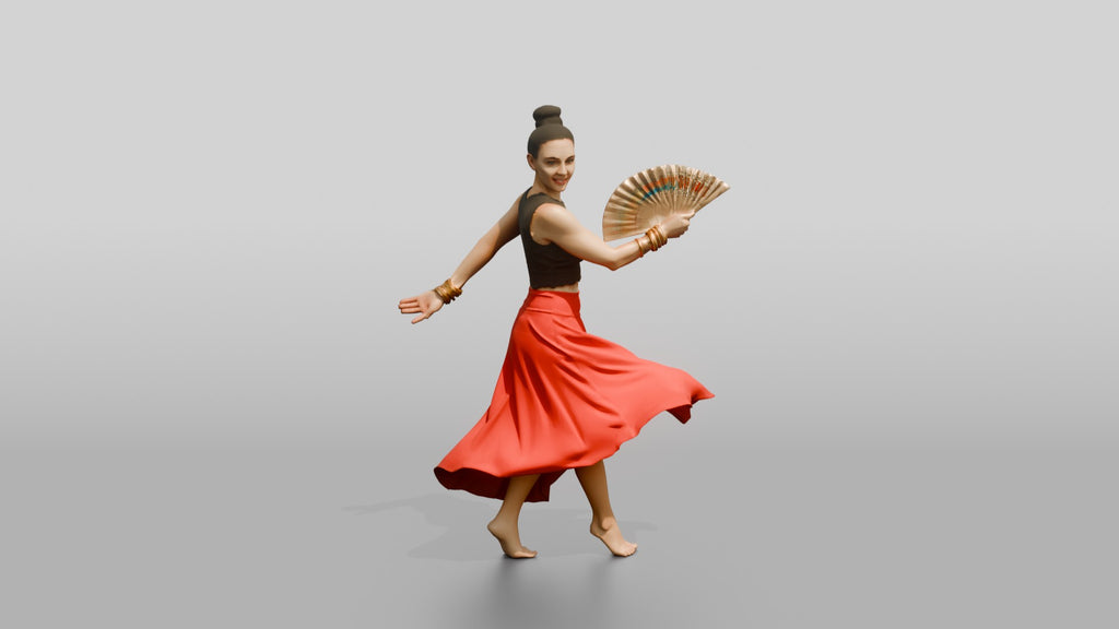 Boho Dancer with a Hand Fan