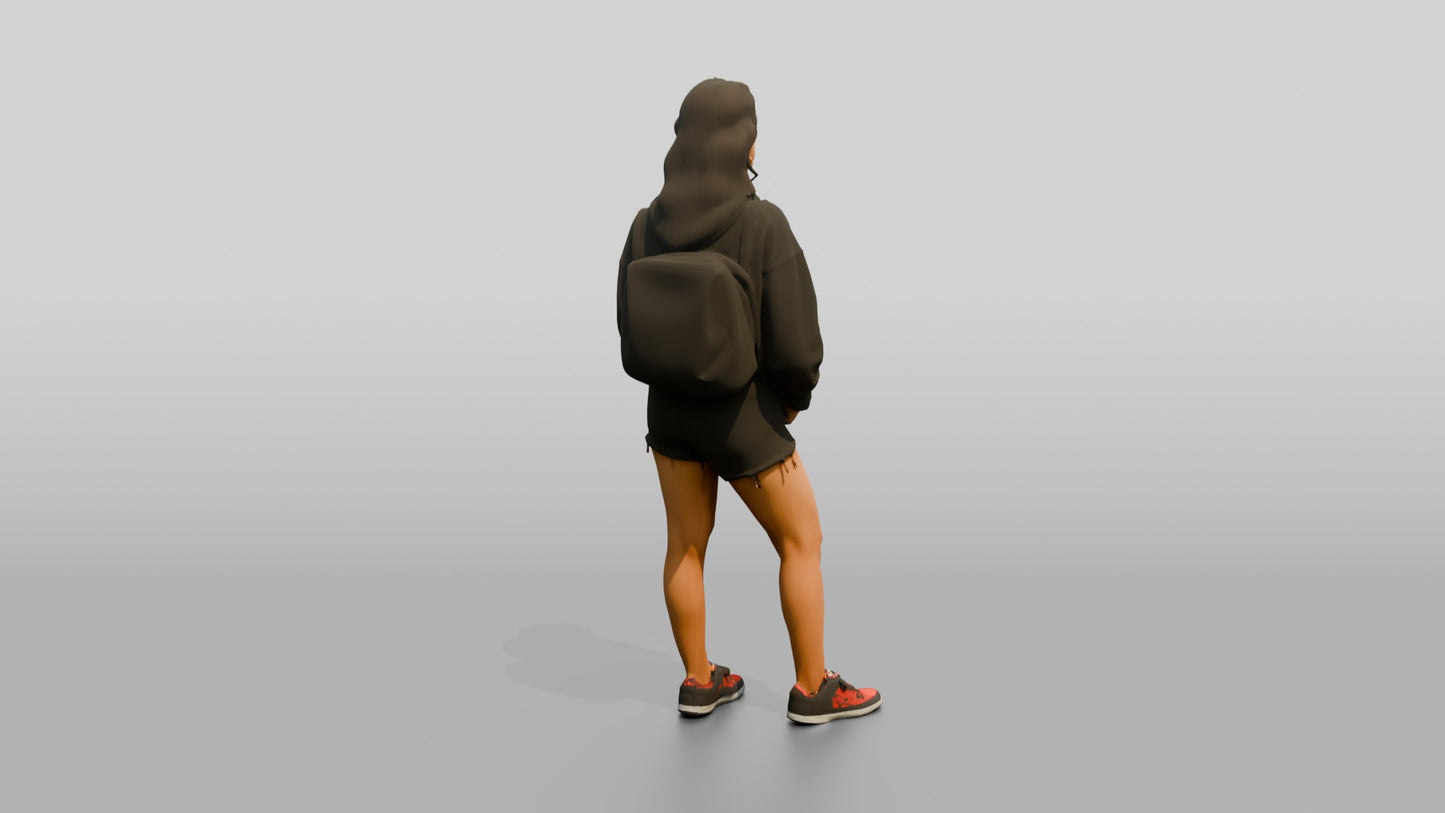 Latina Woman in Cropped Urban Hoodie