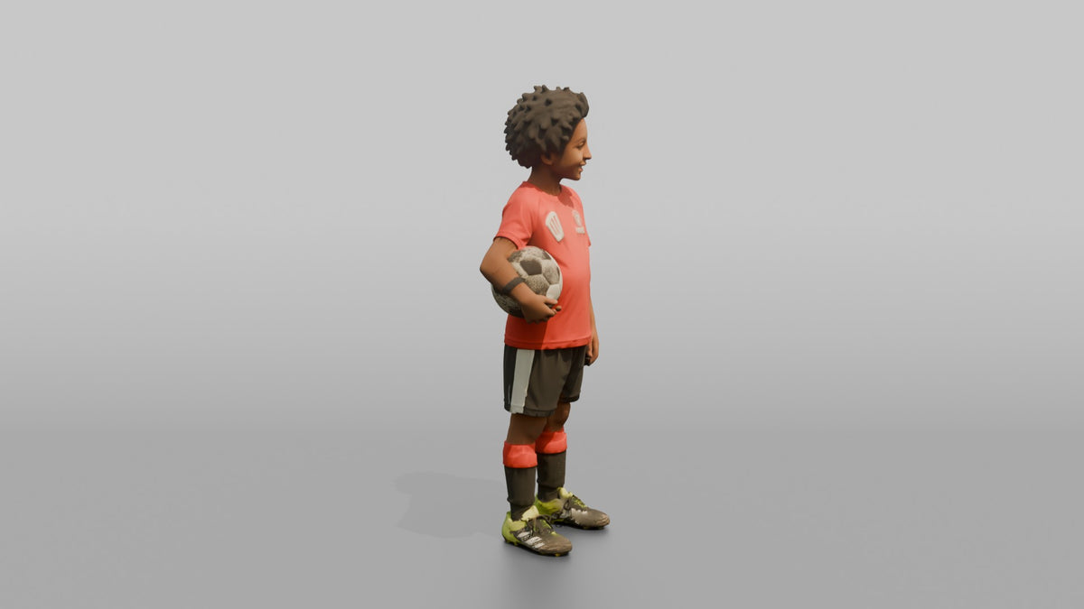 Son Holding A Soccer Ball Under One Arm - 3D character model, view 2