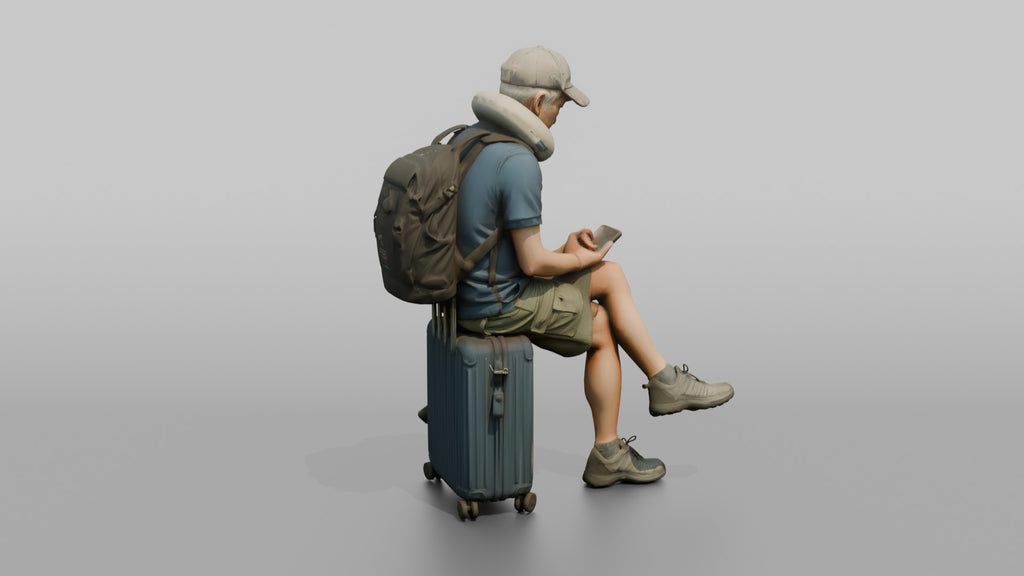 Traveler Resting On His Suitcase