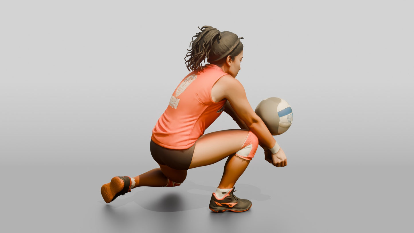 Female Volleyball Player in Orange Jersey