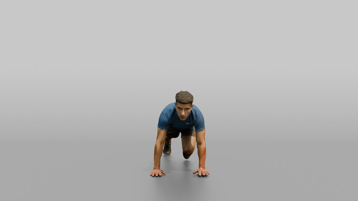 Bodyweight Athlete Man In A Mountain-climber Position - 3D character model, view 5