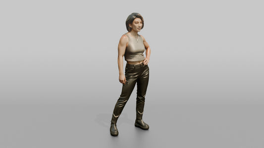 Patron Woman Striking A Bold Pose In A Metallic Sequin Top - 3D character model