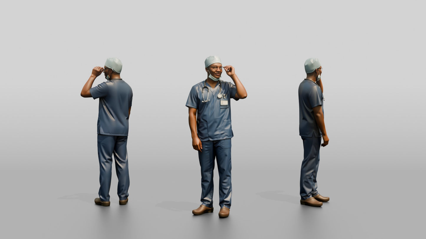 Young Black Man Doctor Adjusting Glasses
