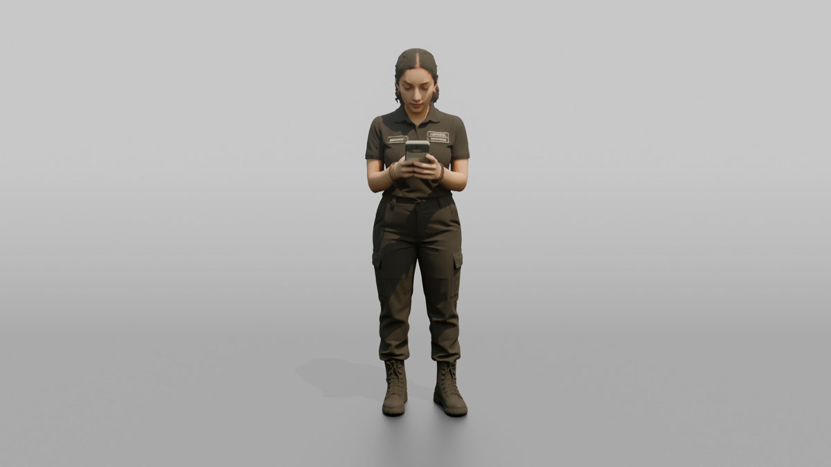 Door Staff Man Checking A Phone For A Guest List Name - 3D character model, view 5