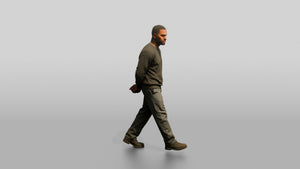 Black Male Prisoner in a Grey Sweatshirt and Dark Trousers - 3D character model, view 1