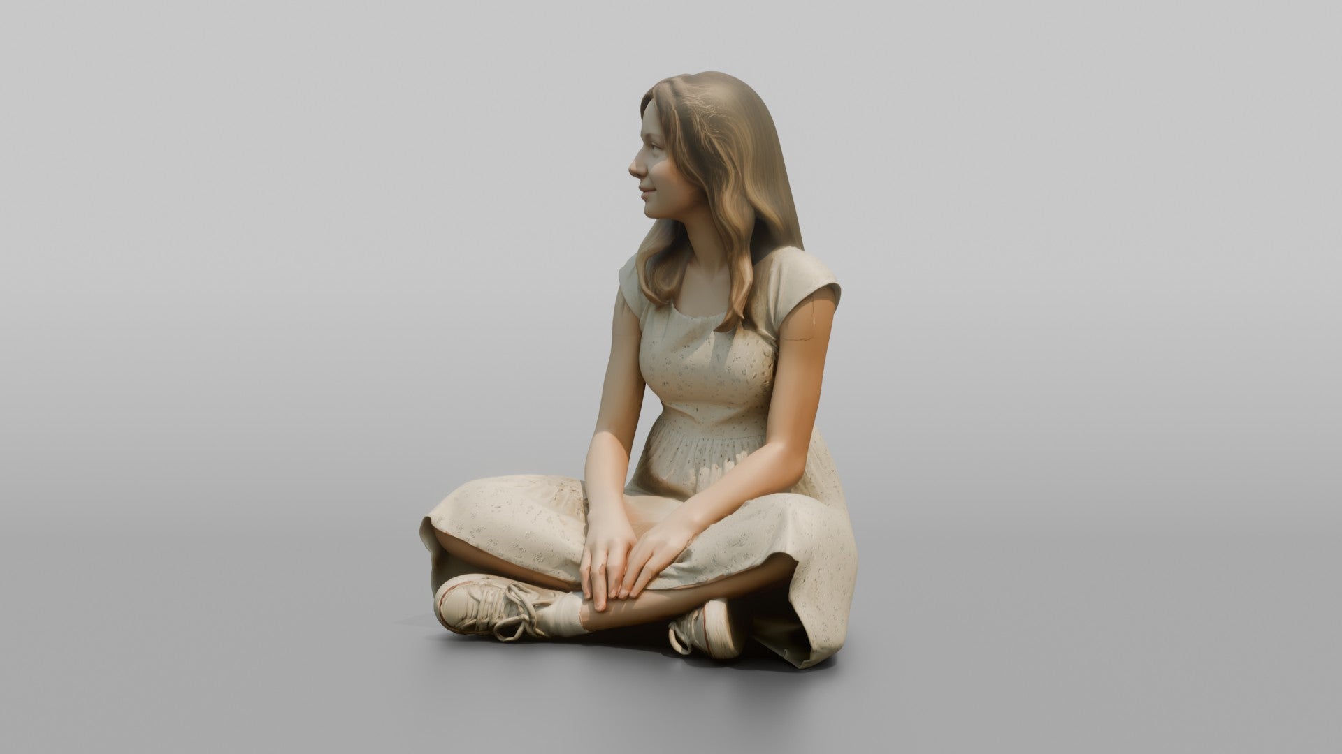British Teenage Girl Sitting in a Summer Dress