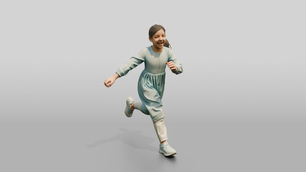 Young Emirati Girl Playing Tag in the Park