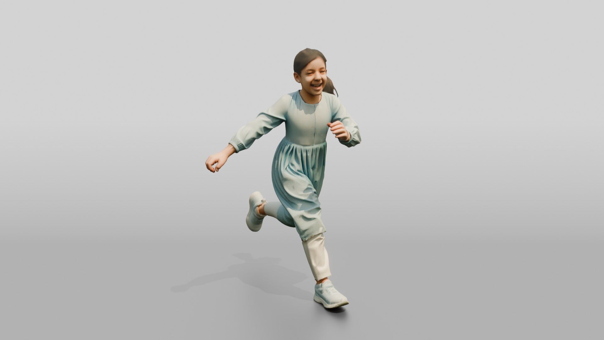 Young Emirati Girl Playing Tag in the Park