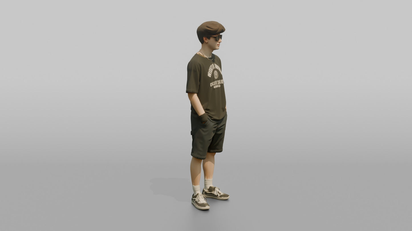 Teenager Posing in a Skate Tee and Sunglasses