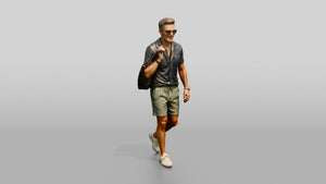 Multicultural Man Walking Strong on the Boardwalk - 3D character model, view 1