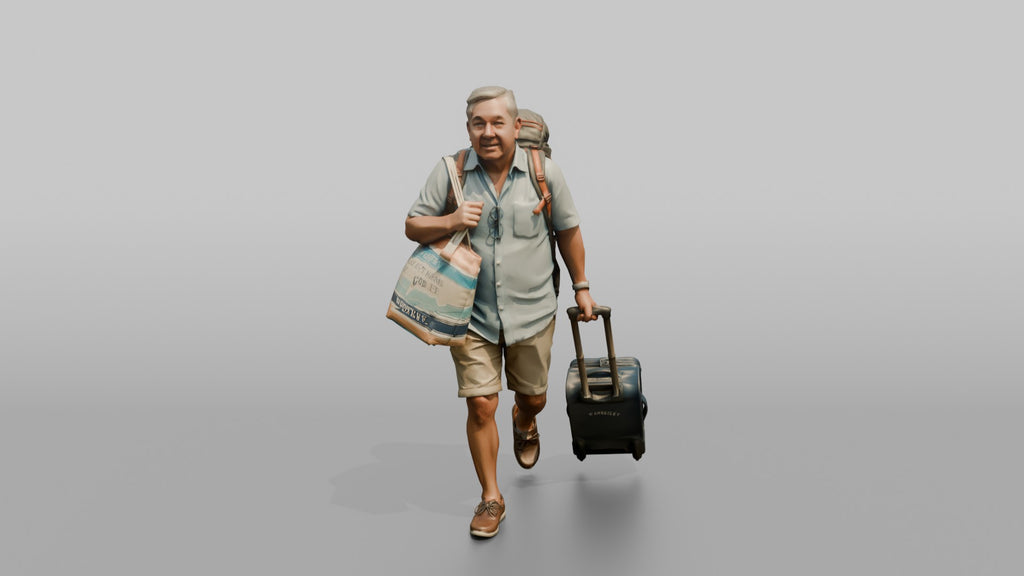 Traveler Jogging Late For A Flight