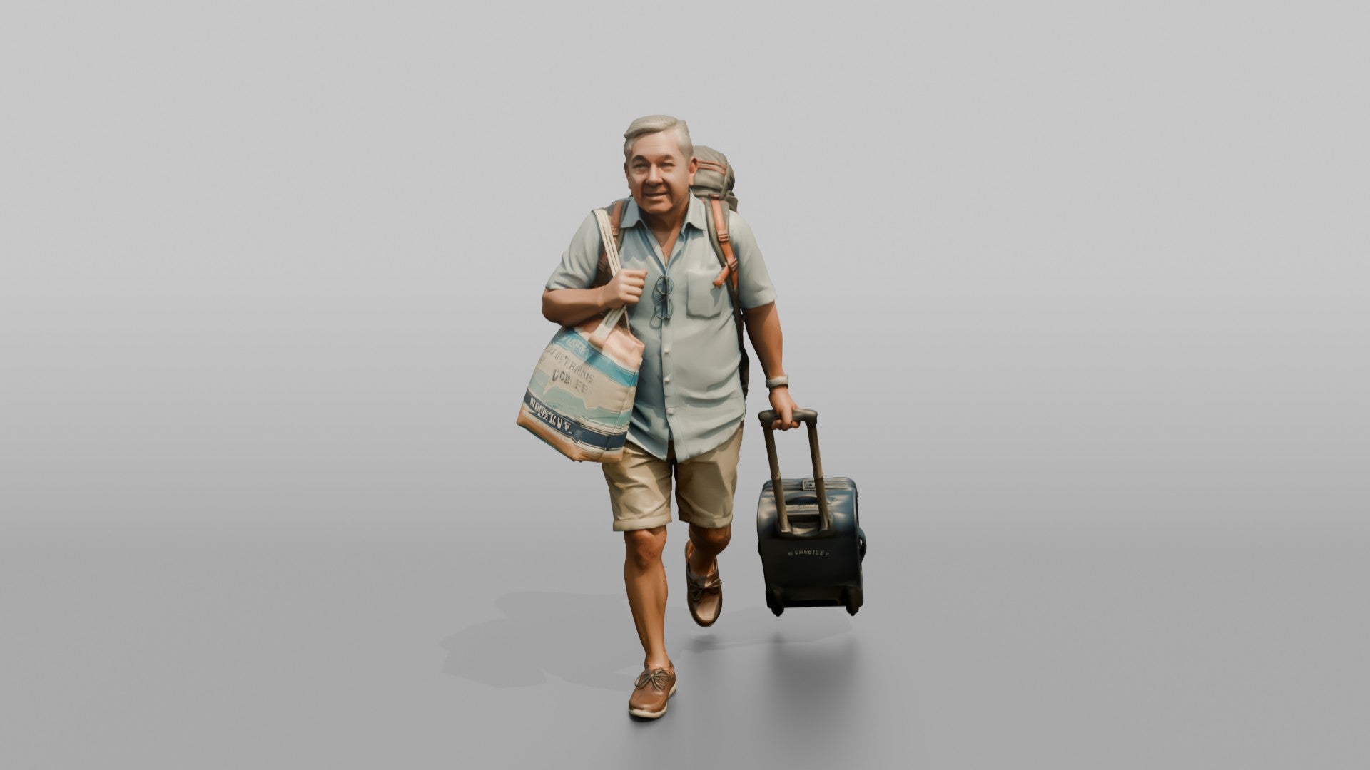 Traveler Jogging Late For A Flight