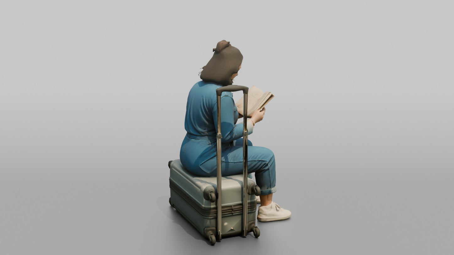 Vacationer Wearing Casual Denim Jumpsuit And White Sneakers