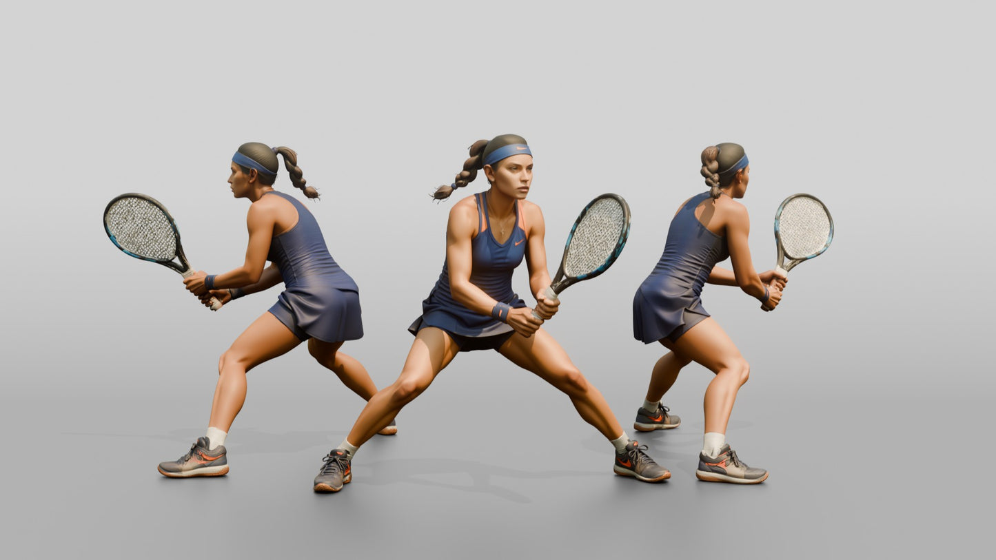 Female Tennis Player Split-Stepping for a Return