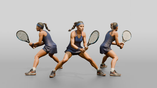 Female Tennis Player Split-Stepping for a Return