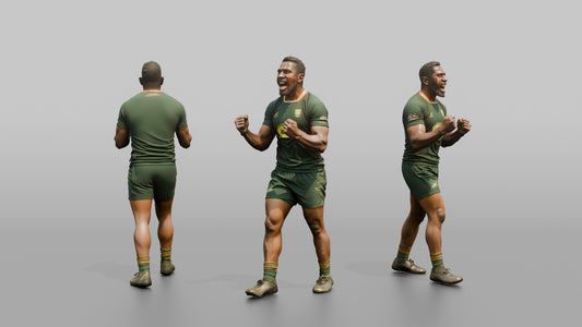 South African Player Roaring in Victory Celebration