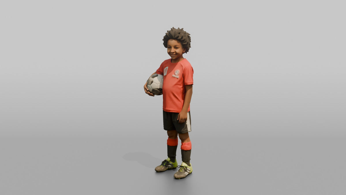 Son Holding A Soccer Ball Under One Arm - 3D character model, view 4