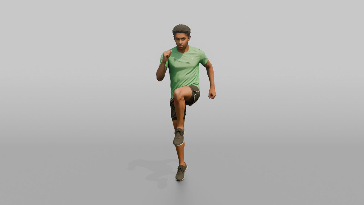 Bodyweight Athlete Man Doing A Standing Knee Raise - 3D character model, view 5