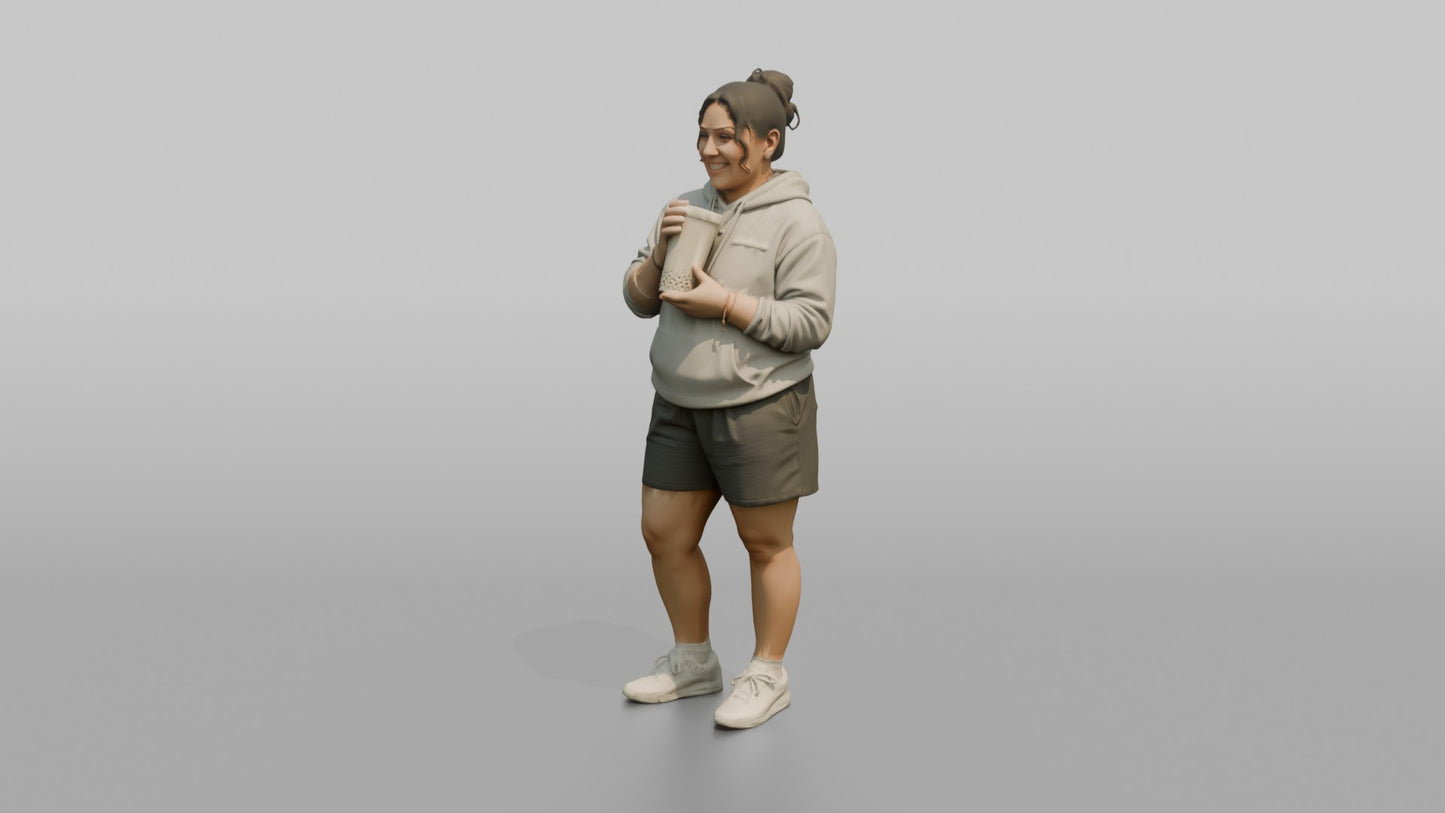 Vacationer Wearing Comfortable Hoodie And Sweatshorts