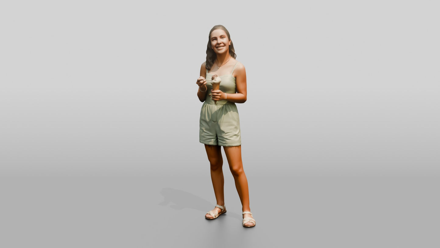 Petite Spanish Teenage Girl Holding an Ice Cream Cone