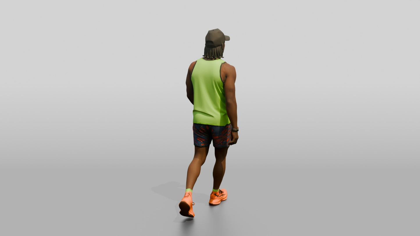 Afro-Latino Man in Neon Athletic Singlet