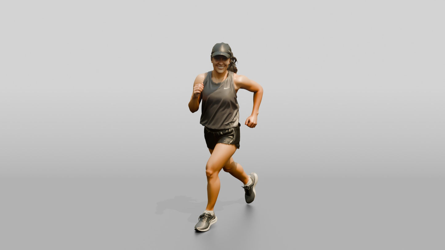 Latina Woman Running on the Boardwalk in Athleisure Set