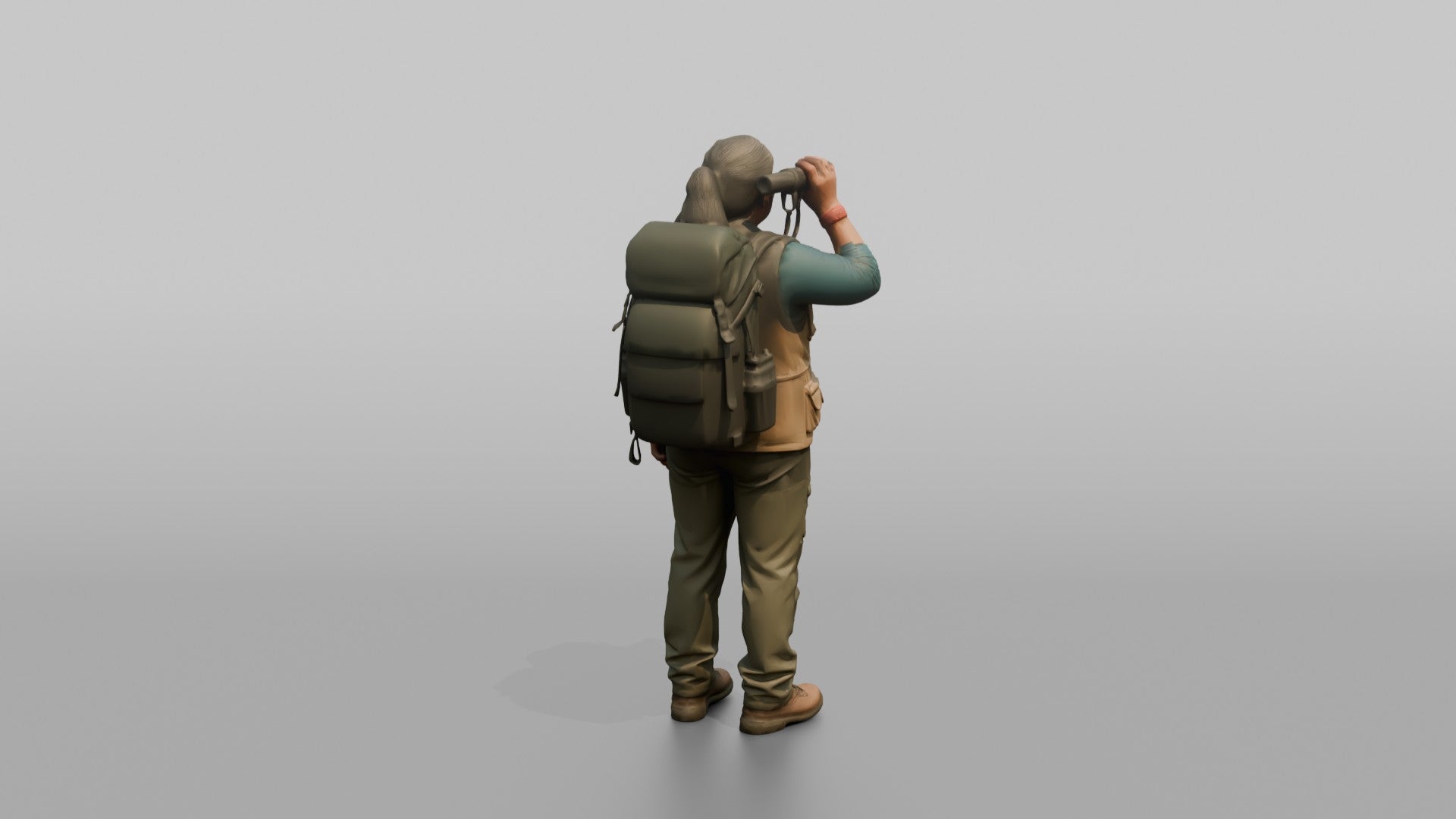 Hiker Holding Up a Pair of Binoculars