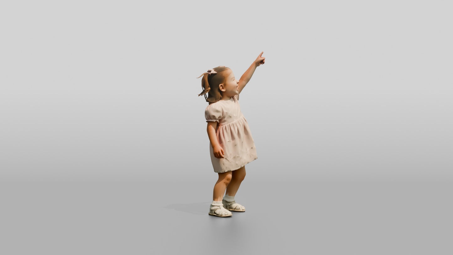 Toddler Maltese Girl Pointing Up in Excitement