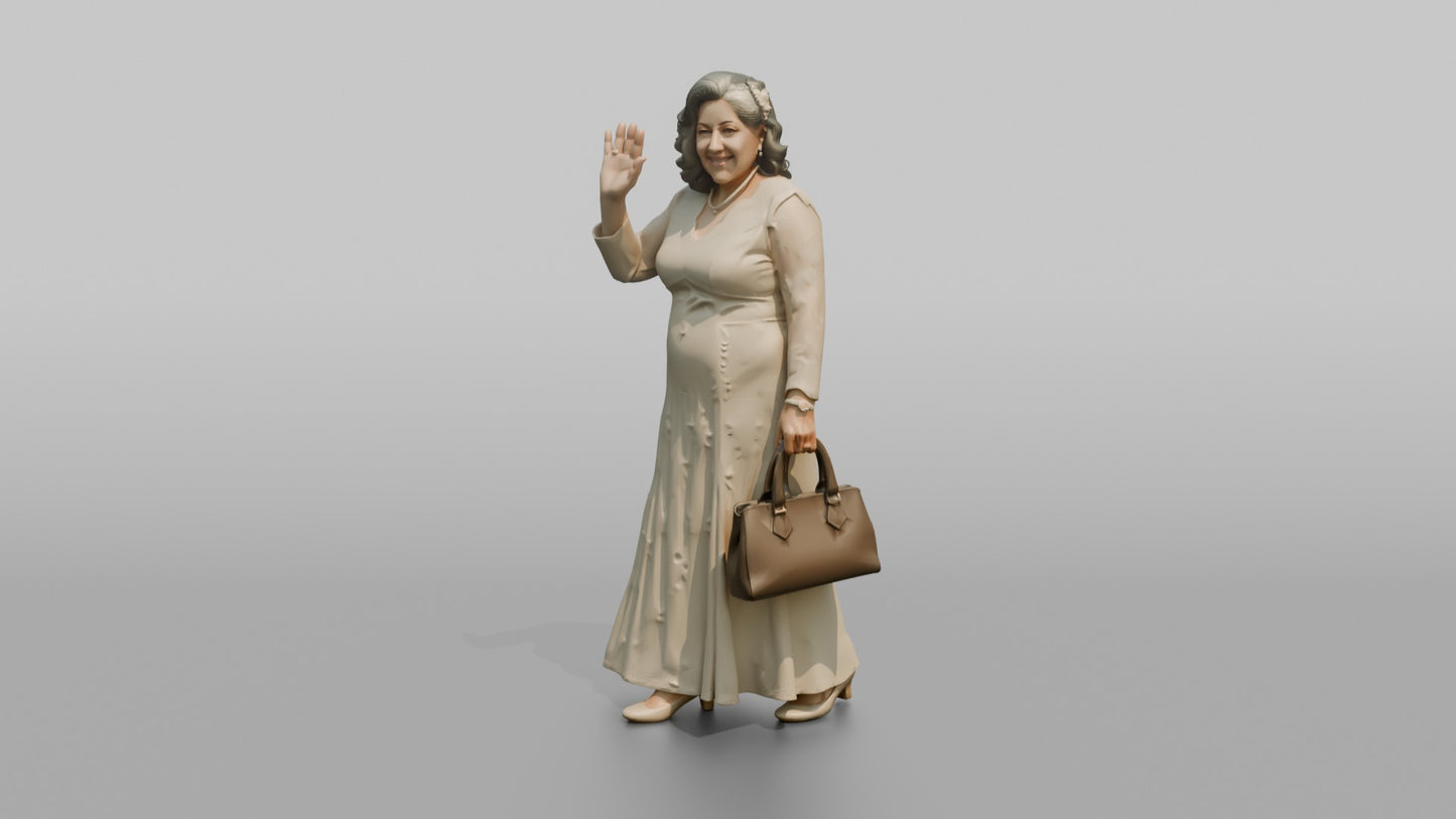Elderly Latina Bride Waving Gracefully