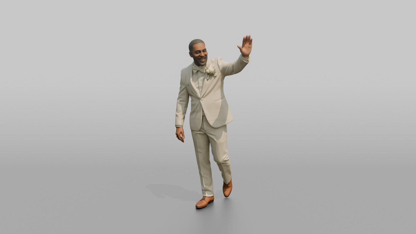 Black Groom High-Fiving an Invisible Guest