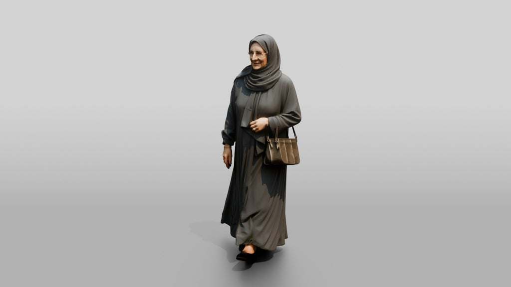 Elegant Elderly Saudi Woman in Abaya and Hijab