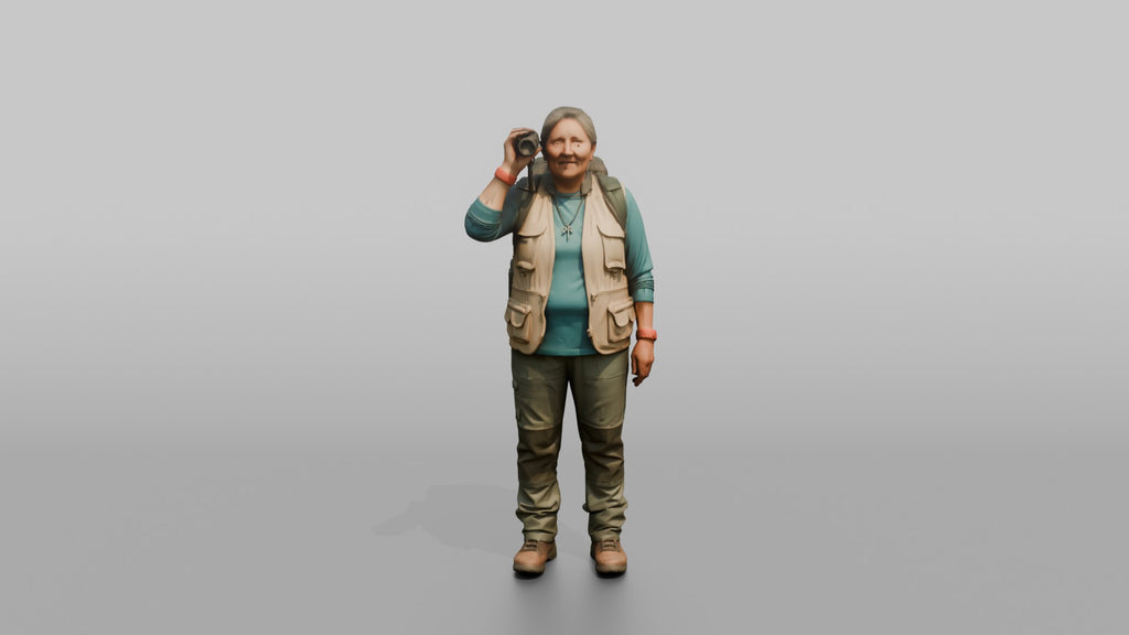 Hiker Holding Up a Pair of Binoculars