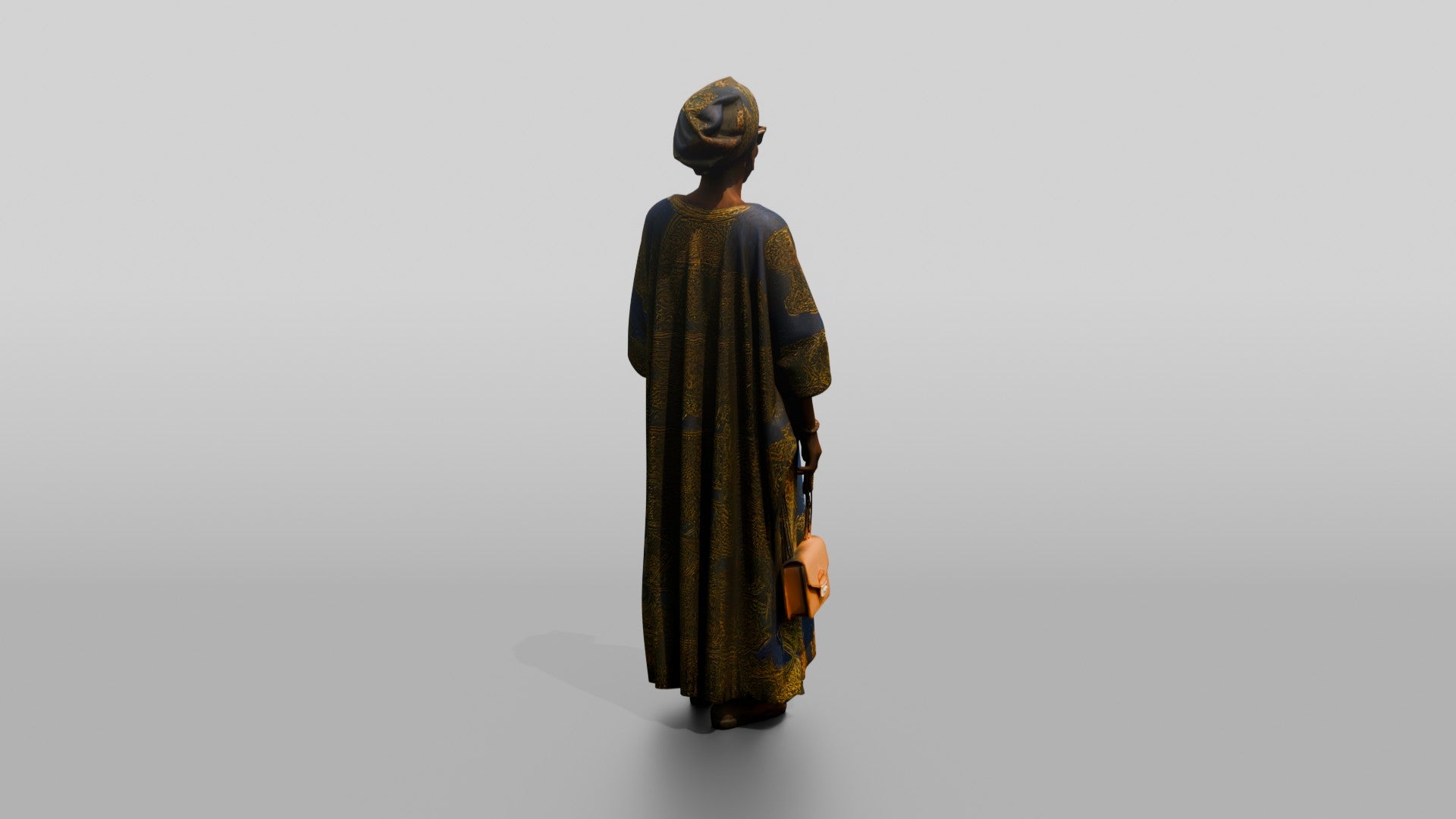 Elderly African Woman in a Patterned Boubou and Sunglasses