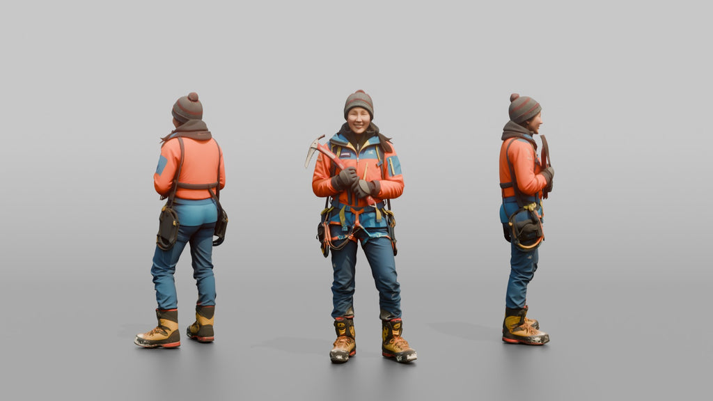 Alpine Climber Holding an Ice Axe