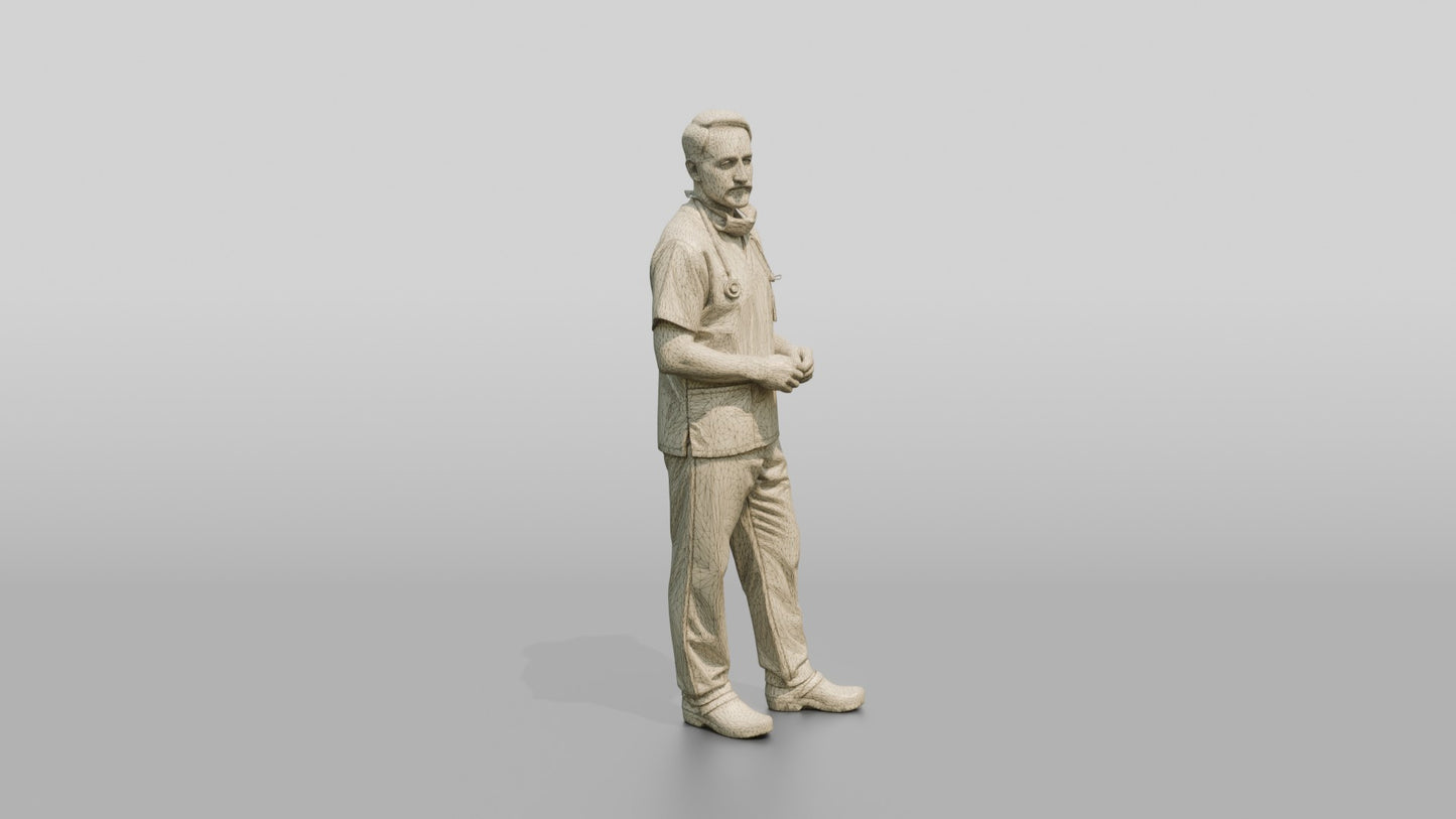 Middle-Aged White Man Doctor Leaning