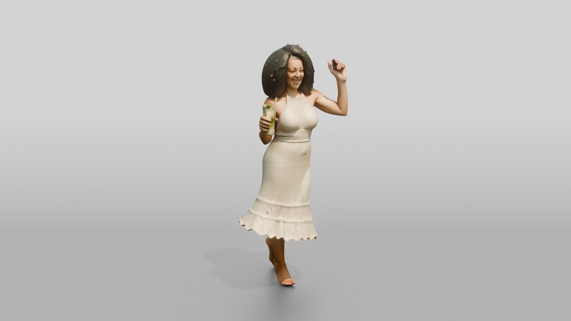 Woman Dancing in a Crochet Dress