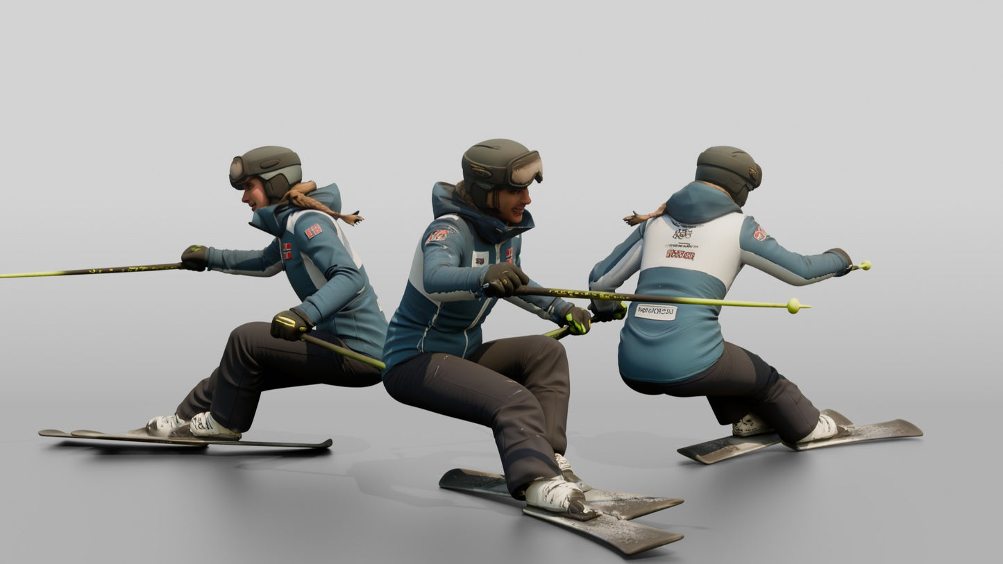 Norwegian Woman Carving a Turn on the Ski Slope
