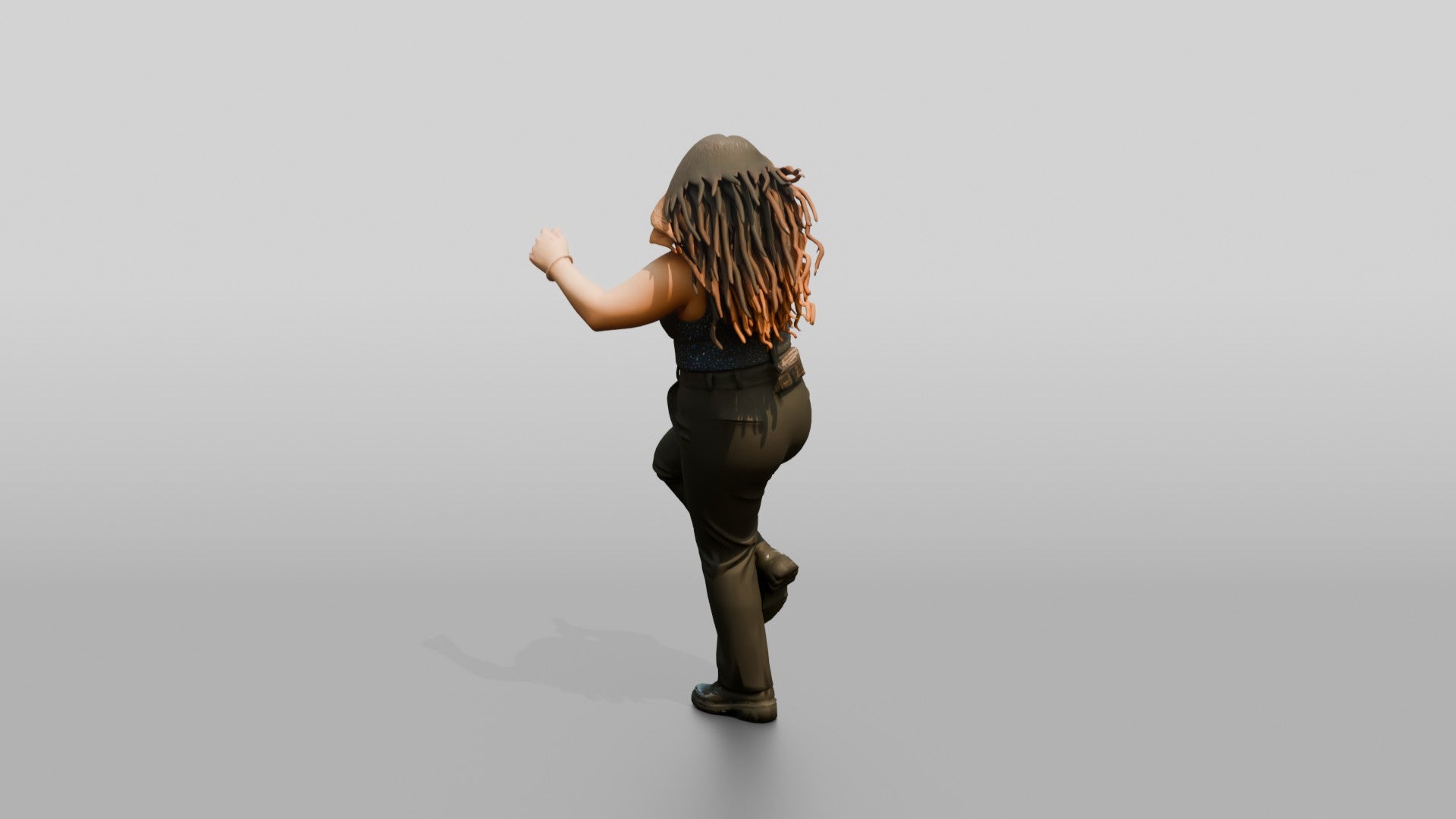 Latina Pop Singer with Microphone Mid-Dance