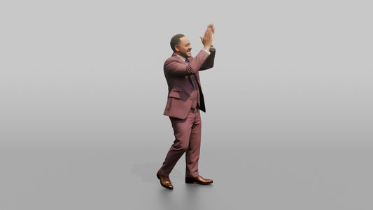 Wedding Guest Clapping with Arms Raised - 3D character model, view 1
