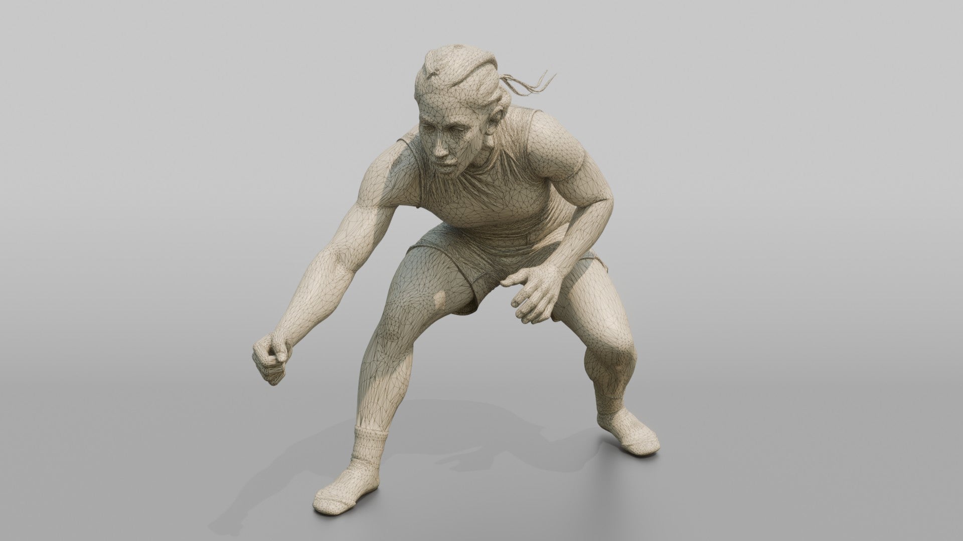 BJJ Fighter Crouched Stance Shooting for an Ankle Pick