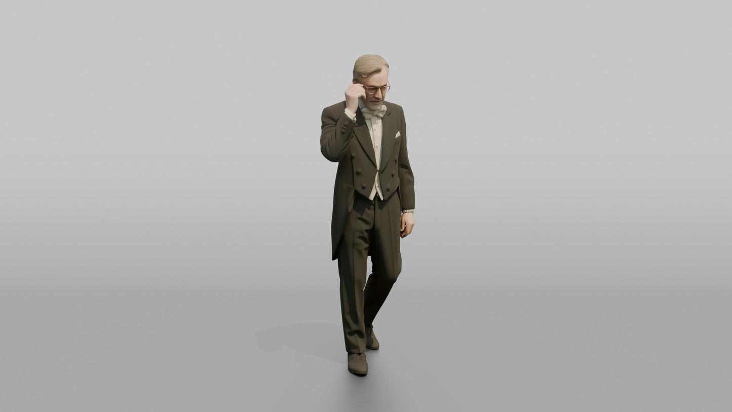 Elderly Wedding Guest Adjusting His Glasses