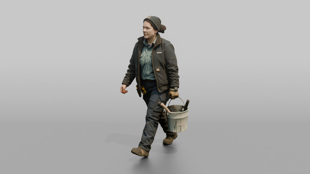 Bosun Carrying a Paint Bucket Across the Deck