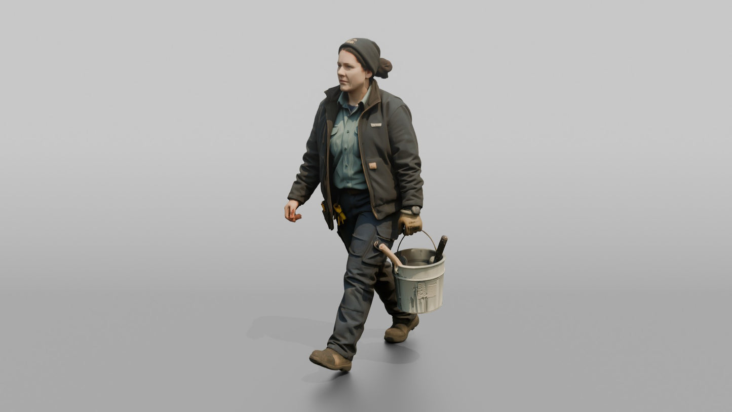 Bosun Carrying a Paint Bucket Across the Deck