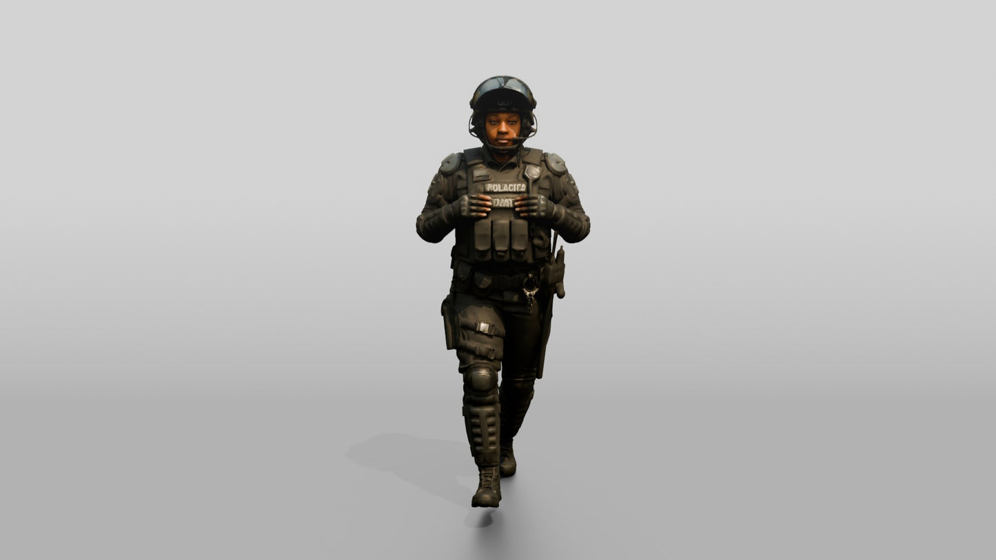 Riot Police Officers Walking on Patrol
