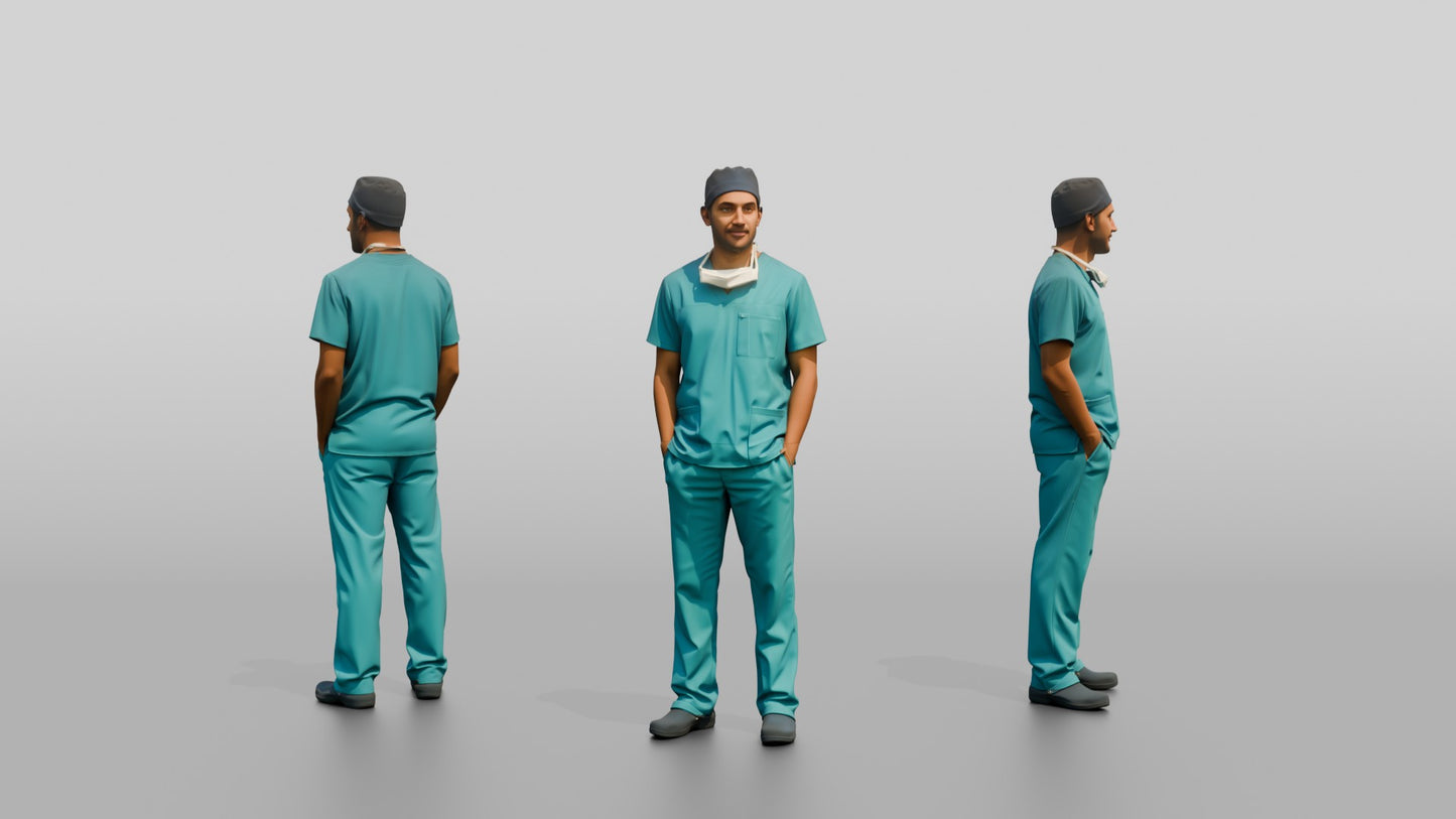 Young South Asian Man Doctor with Hands in Pockets