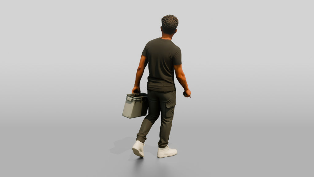 Man Carrying Plastic Crate