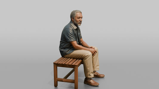 Man Customer Sitting On A Bench Resting - 3D character model