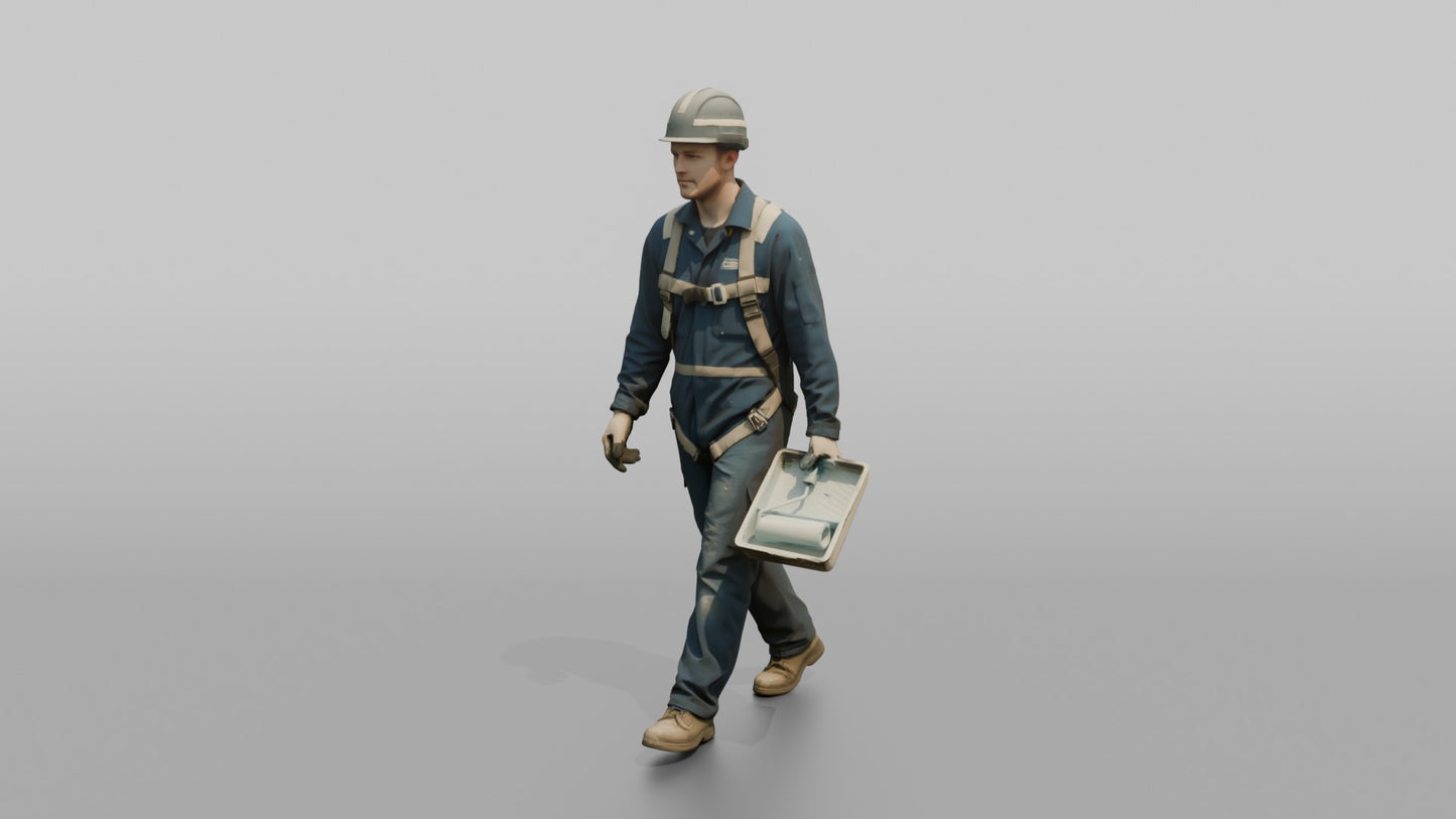 Ordinary Seaman Carrying a Paint Roller on a Scaffold